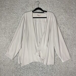 Philosophy Cardigan Womens 3X Beige Open Front Long Sleeve Drape Layer Minimal